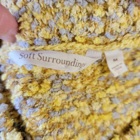 Soft Surroundings Yellow Gray Marled Textured Knit Sweater Size Medium - Picture 7 of 10
